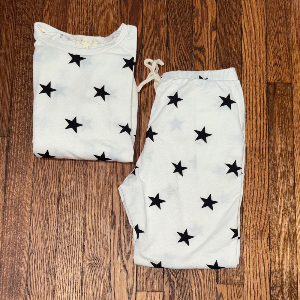 Women's Starry Pajama Set - Black and White